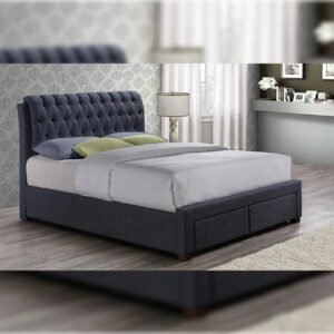 Teal Modern Velvet Milan Designer Bed – King Size Upholstered Panel Frame with Zebra Accent Strip in Kenya
