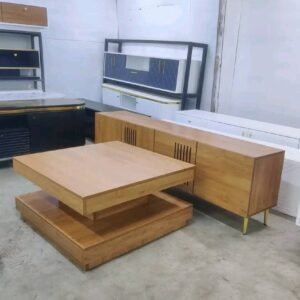Wooden TV Stand with Slatted Doors – Premium Finish in Kenya