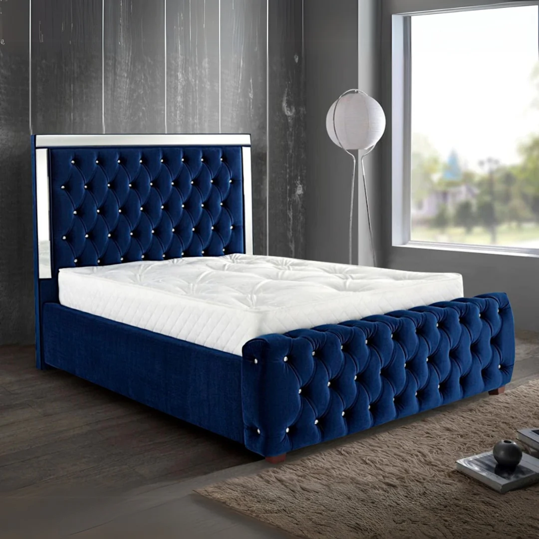 Luxury Chesterfield Upholstered Bed With Diamond Tufting, 5x6 or 6x6, Custom Colours - Image 6