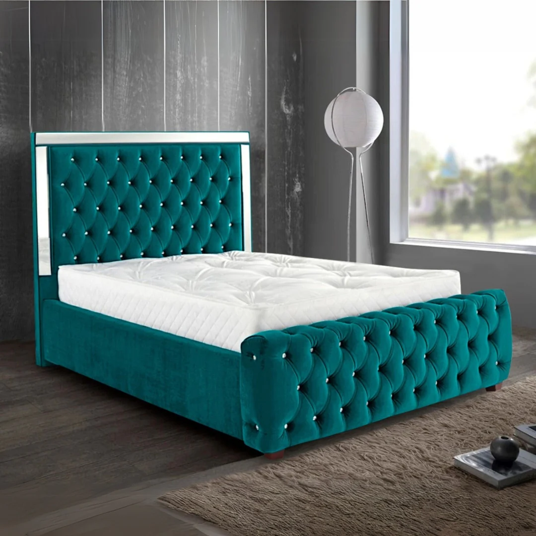 Luxury Chesterfield Upholstered Bed With Diamond Tufting, 5x6 or 6x6, Custom Colours - Image 4