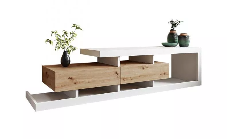 Modern TV cabinet furniture Kenya white and wood with decor styling