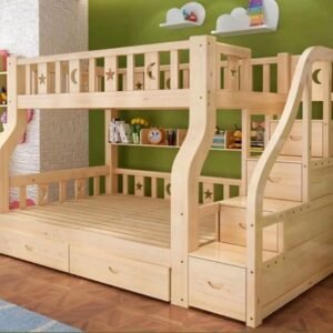 kids wooden double decker bed with staircase drawers and storage Kenya