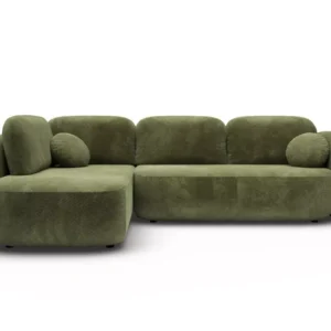 Green curved L shape sofa with chaise in modern living room Kenya
