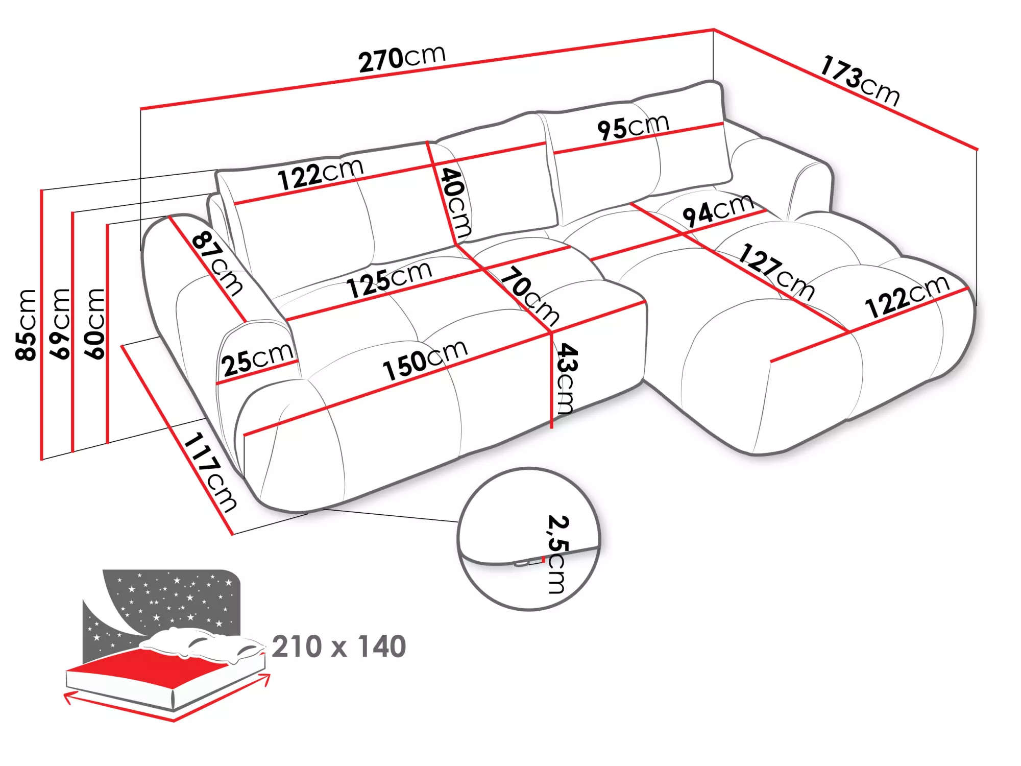 L Shape Sofa Bed with Storage – Rounded Modern Corner Sofa Kenya - Image 5