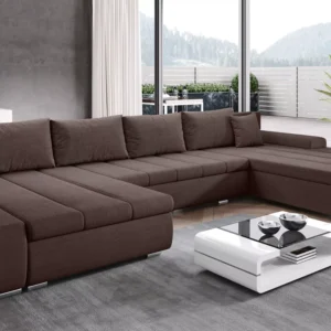 Grey and white U shape sofa bed in modern living room Kenya