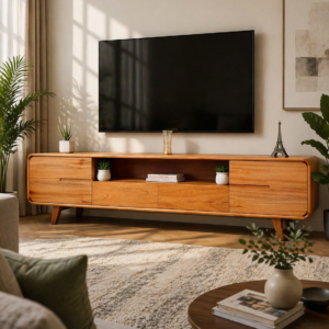 modern wooden tv cabinet with storage in a living room kenya