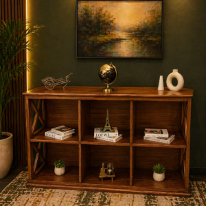 wooden console table with open shelf storage compartments Nairobi