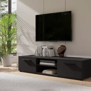 modern black tv stand with cabinets in kenya living room