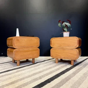 modern wooden bedside tables with drawers in bedroom setting Kenya