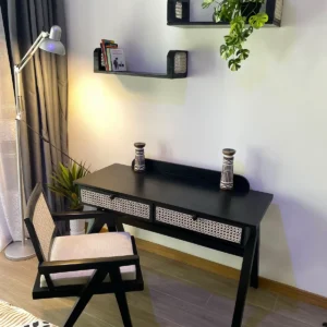 Black cane desk chair set with drawers and matching chair for home offices in Kenya