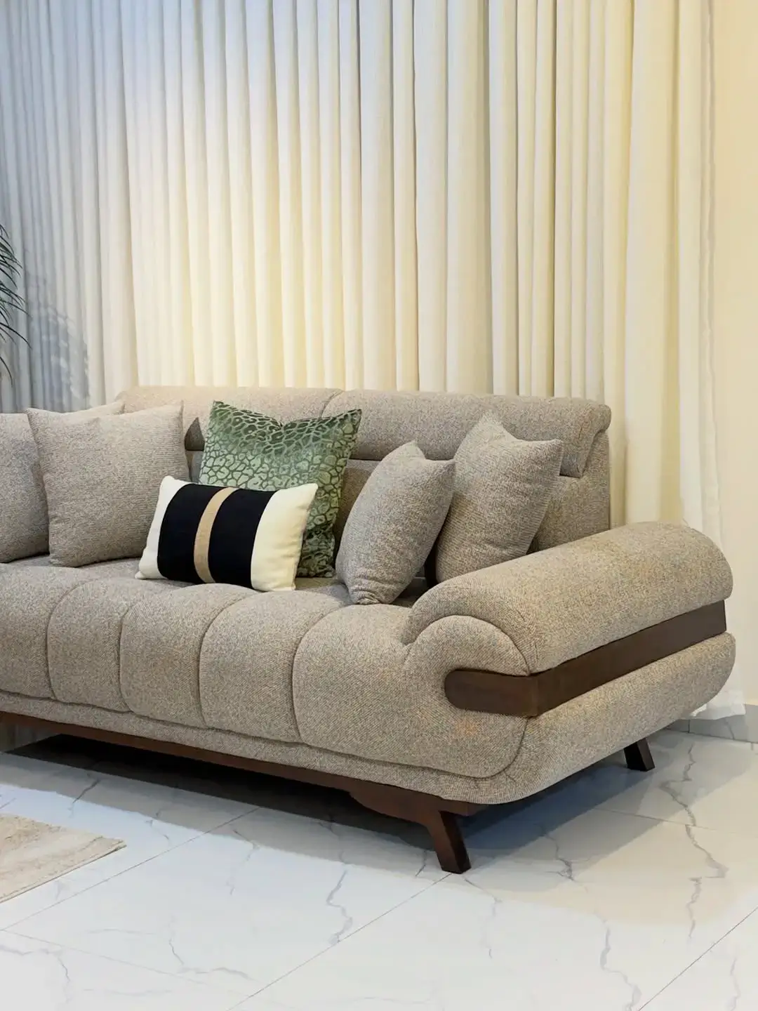 Modern Beige Sofa Set Kenya – Rolled Arm Living Room Sofa - Image 6
