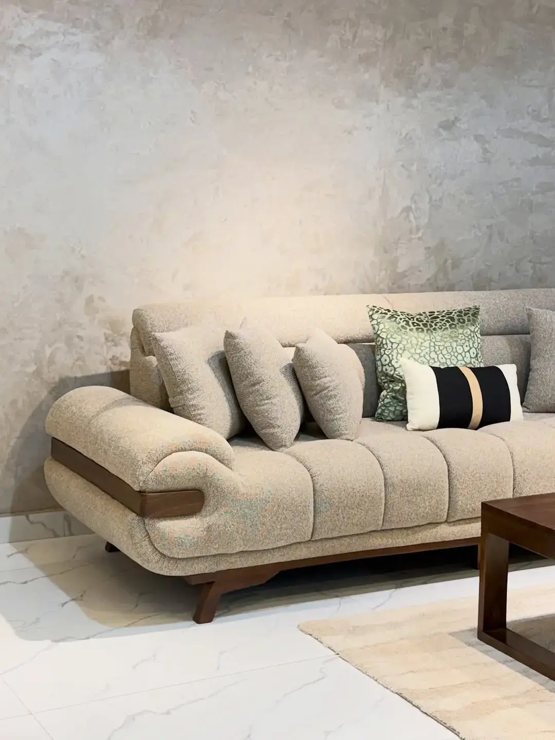 Modern Beige Sofa Set Kenya – Rolled Arm Living Room Sofa