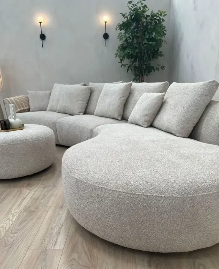 Large U-shape sectional sofa with ribbed fabric in a spacious Nairobi living room
