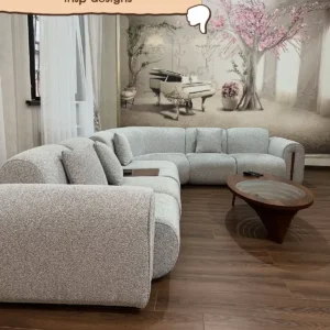 Modular channel tufted sofa shown in cream and grey options for modern homes in Kenya