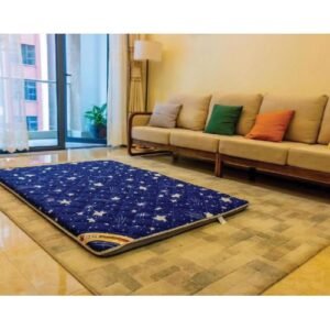 Johari Fibre Mattress Topper in blue and white pattern for Kenya homes and guest rooms