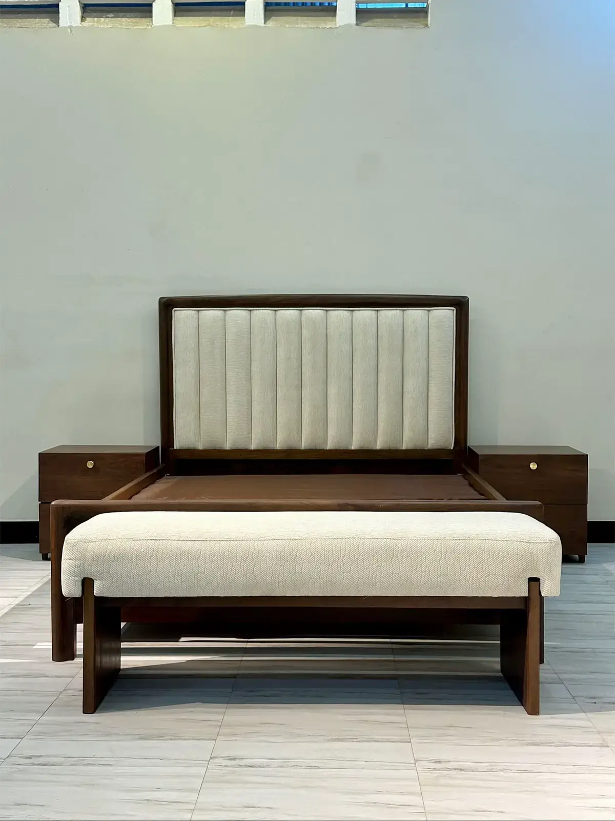 Beds Kenya Cream Upholstered Bed with Bench and Bedside Tables - Image 3