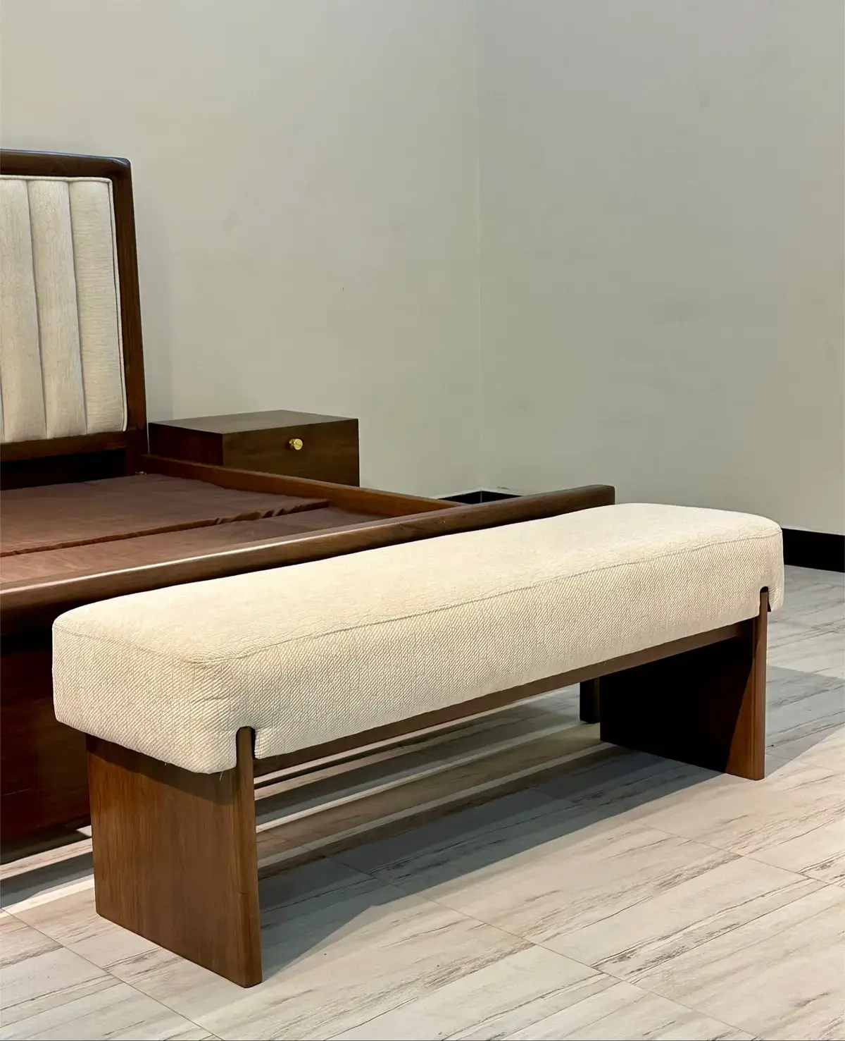Beds Kenya Cream Upholstered Bed with Bench and Bedside Tables - Image 5