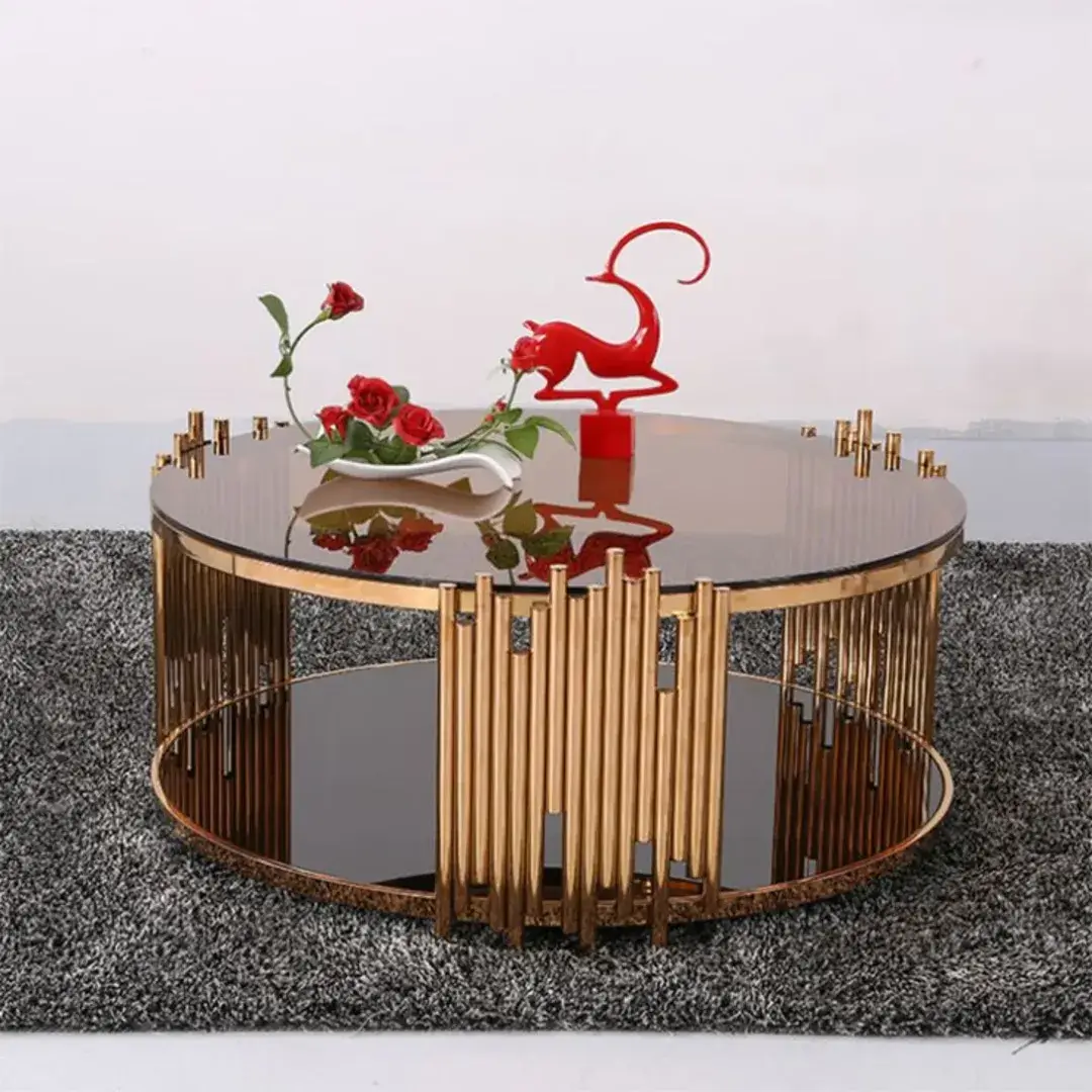 Round Glass Coffee Table Kenya – Black Frame Centre Table - Image 2