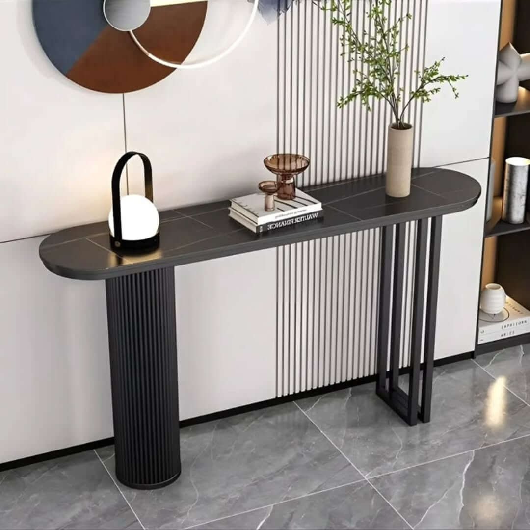Modern Console Table Kenya – White Top with Fluted Base - Image 2