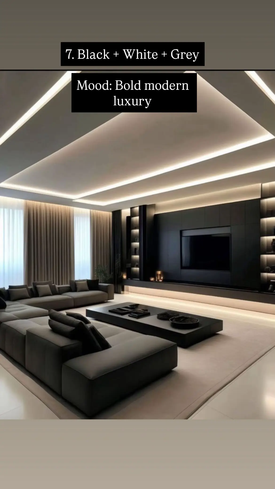 Olive green and cream living room with black marble coffee table — sophisticated earthy Kenya