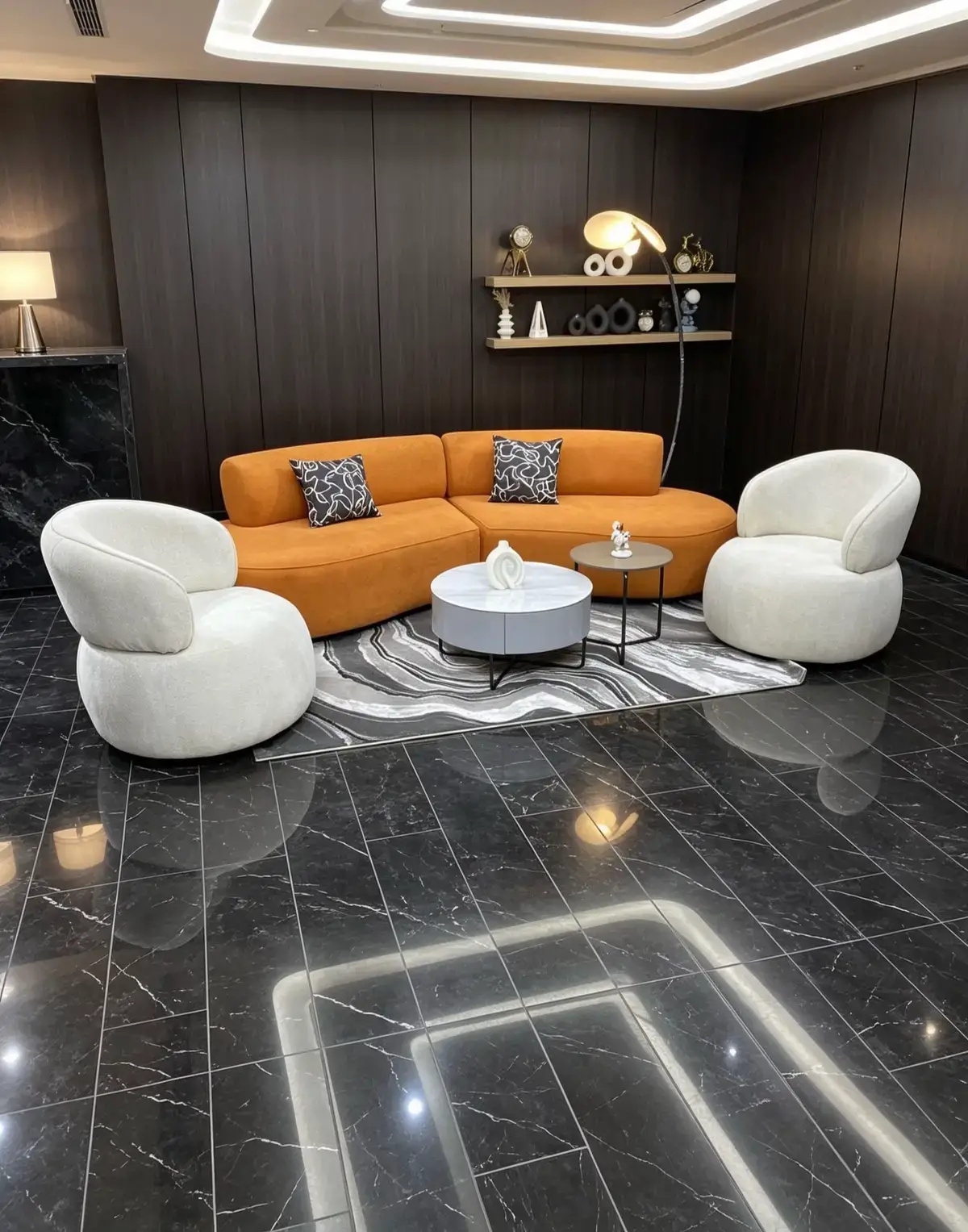 Modern Sofa Set Kenya – Curved Lounge Sofa with Accent Chairs - Image 2