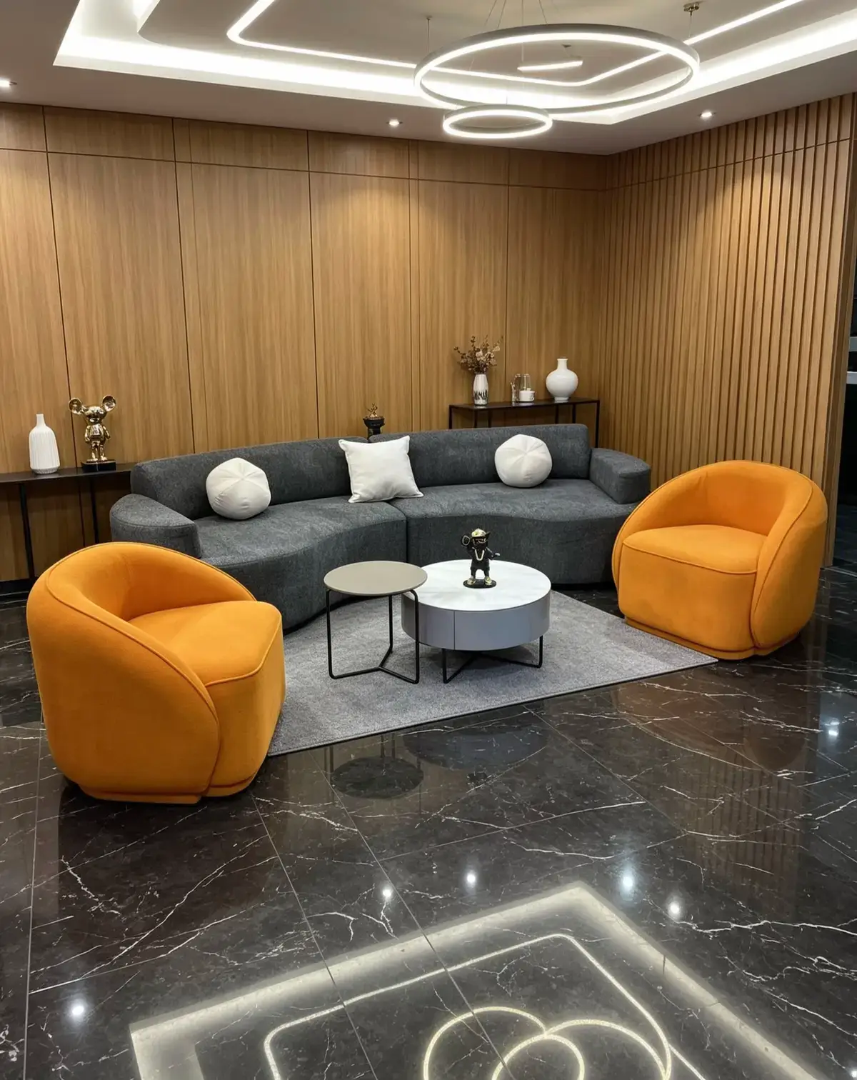 Modern Sofa Set Kenya – Curved Lounge Sofa with Accent Chairs - Image 3