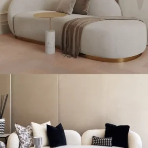 Cream curved sofa with rounded arms and soft lounge seating for Kenya interiors