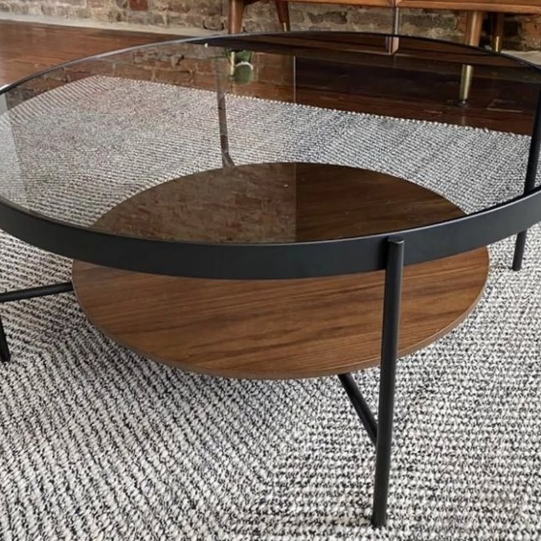 Round Coffee Table with Shelf Kenya – Smoked Glass Centre Table - Image 2