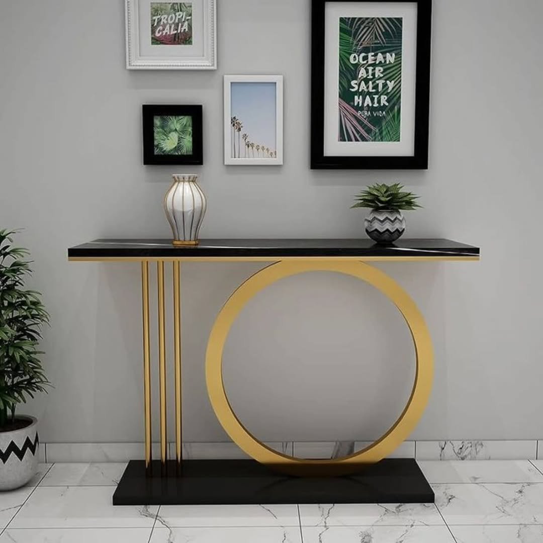 Modern black and gold console table for Nairobi entryways and luxury home interiors