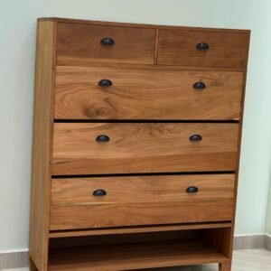 Wood-look shoe rack cabinet with tilt-out compartments and black handles for entryways in Kenya