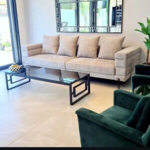 Cream modern sofa set with wide arms and large cushions for Nairobi living rooms