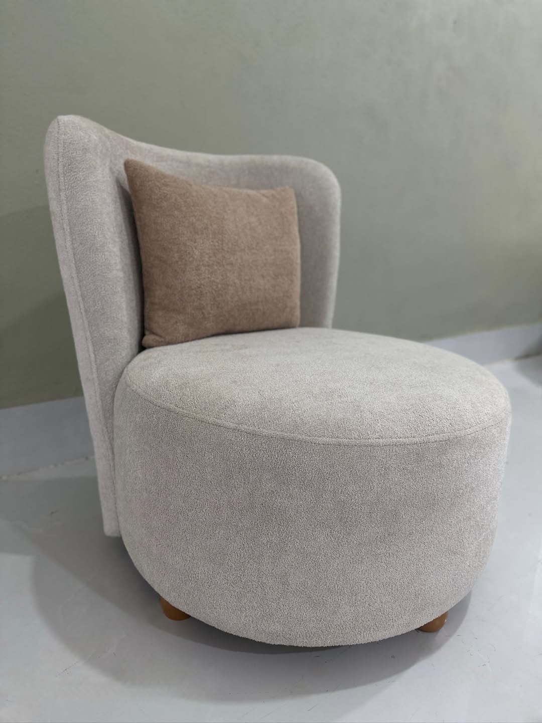 Cream Accent Chair Kenya – Rounded Lounge Chair with curved wing-style backrest – 3-Seater sofa Nairobi