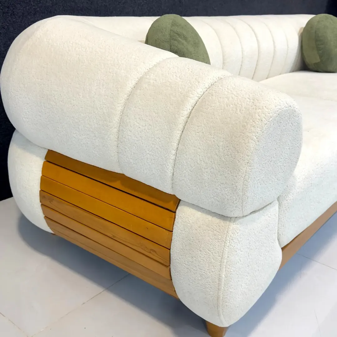 Cream Curved Chaise Sofa Kenya – Modern Lounge Sofa - Image 2