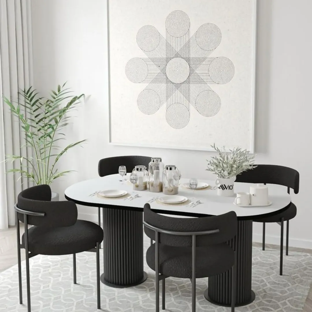 White Round Dining Set Kenya – Modern 4-Seater Dining Table Set - Image 3