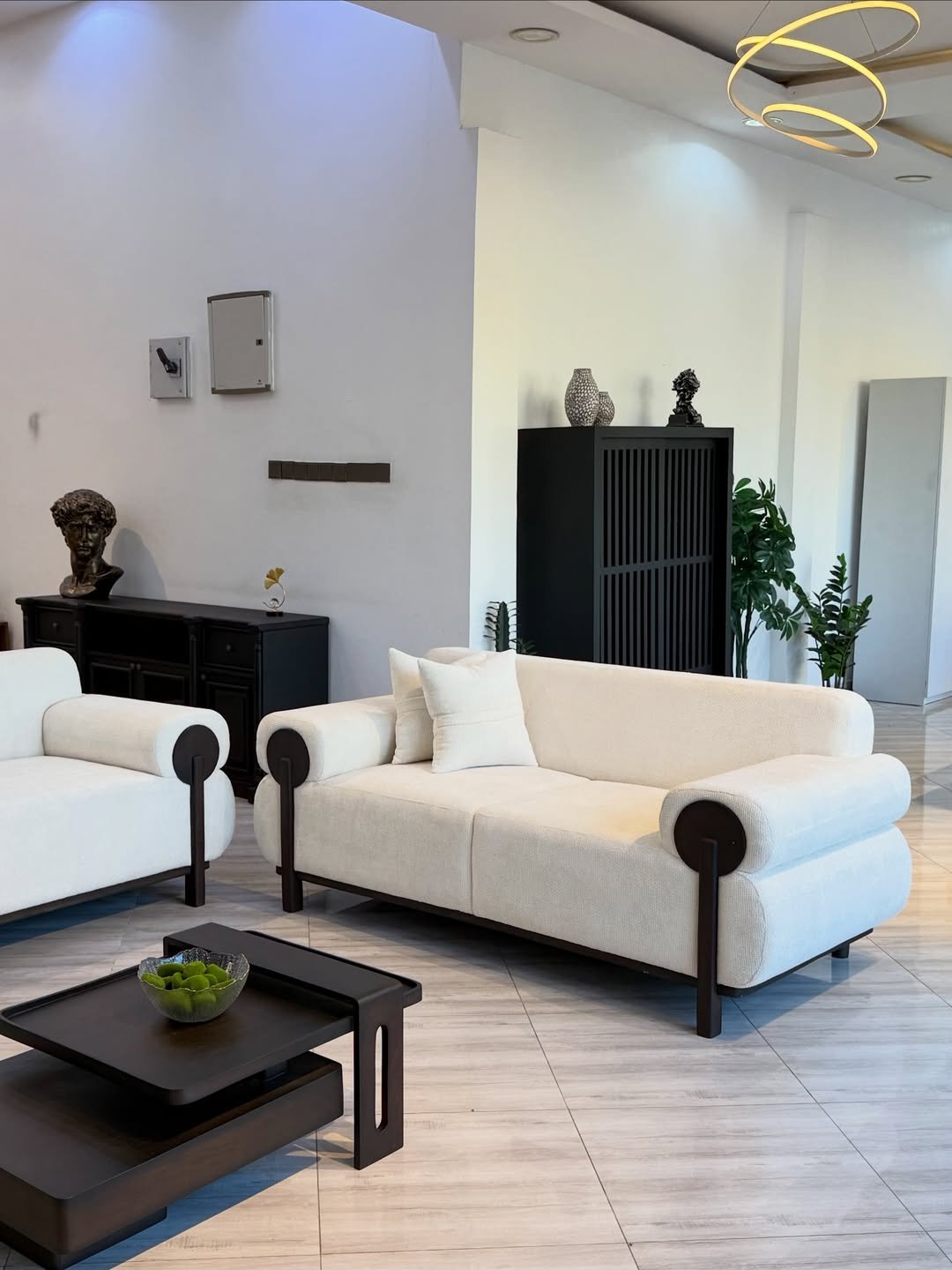 Ivory 3 Seater Sofa Kenya – Modern Roll Arm Sofa with Black Accent Legs - Image 6