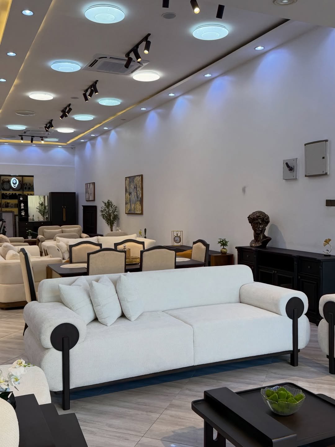 Ivory 3 Seater Sofa Kenya – Modern Roll Arm Sofa with Black Accent Legs - Image 4
