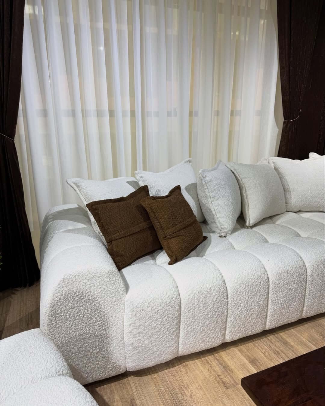 Cream L Shape Sofa Kenya – Textured Chaise Sectional Sofa - Image 7