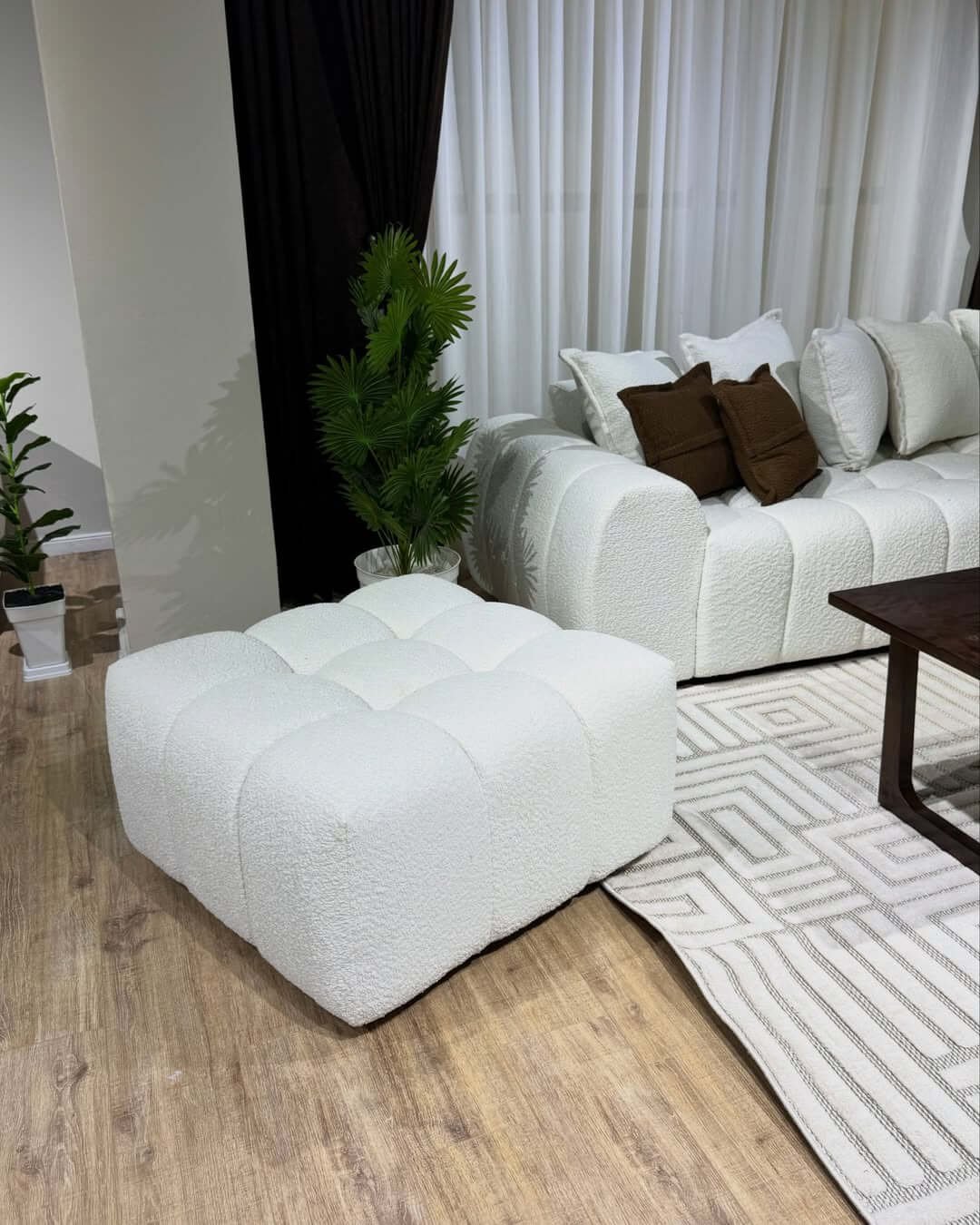 Cream L Shape Sofa Kenya – Textured Chaise Sectional Sofa - Image 2