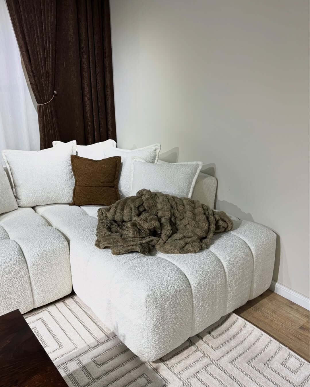 Cream L Shape Sofa Kenya – Textured Chaise Sectional Sofa - Image 8