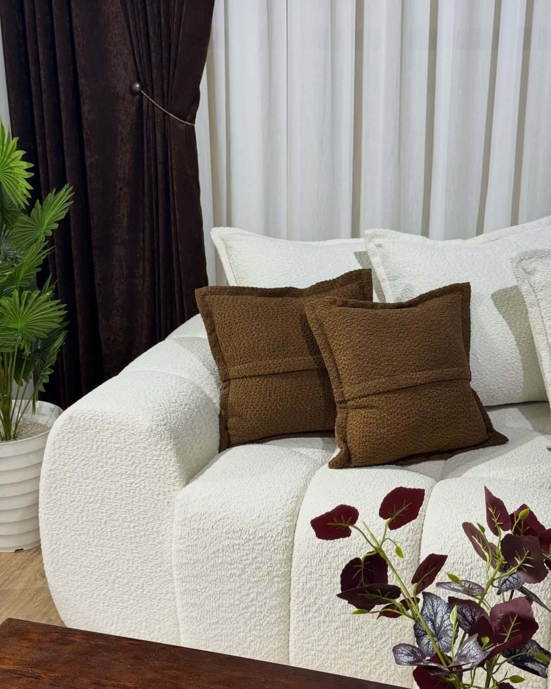 Cream L Shape Sofa Kenya – Textured Chaise Sectional Sofa - Image 4