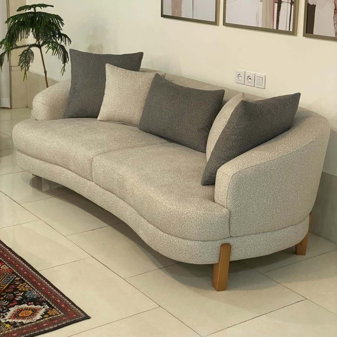 Cream 3 Seater Sofa Kenya – Curved Lounge Sofa with Soft Upholstery - Image 4
