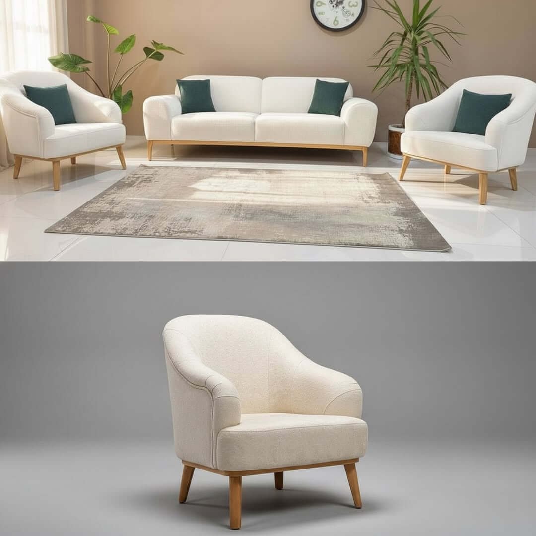 Modern Sofa Set Kenya – Cream & Green Lounge Seating Options - Image 2