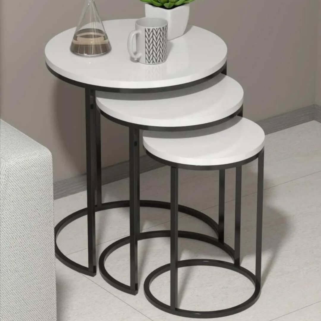 Glass Nesting Coffee Table Kenya – Round 3-Piece Centre Table Set - Image 2