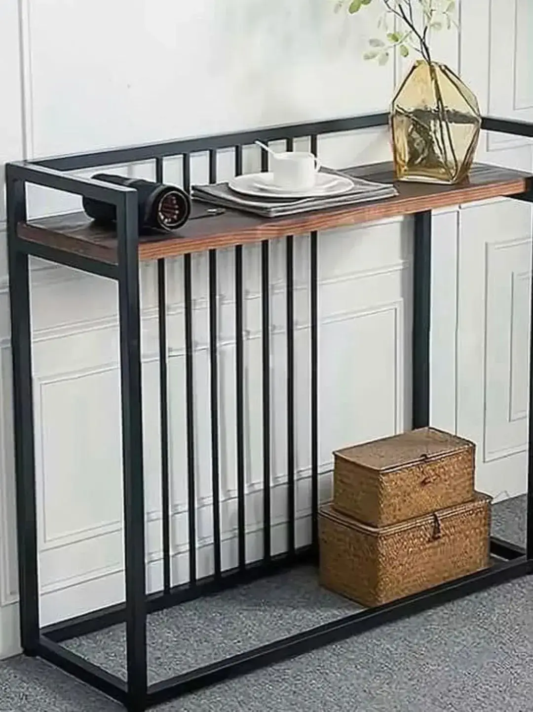Black Console Table Kenya – Glass-Style Entryway Table - Image 3