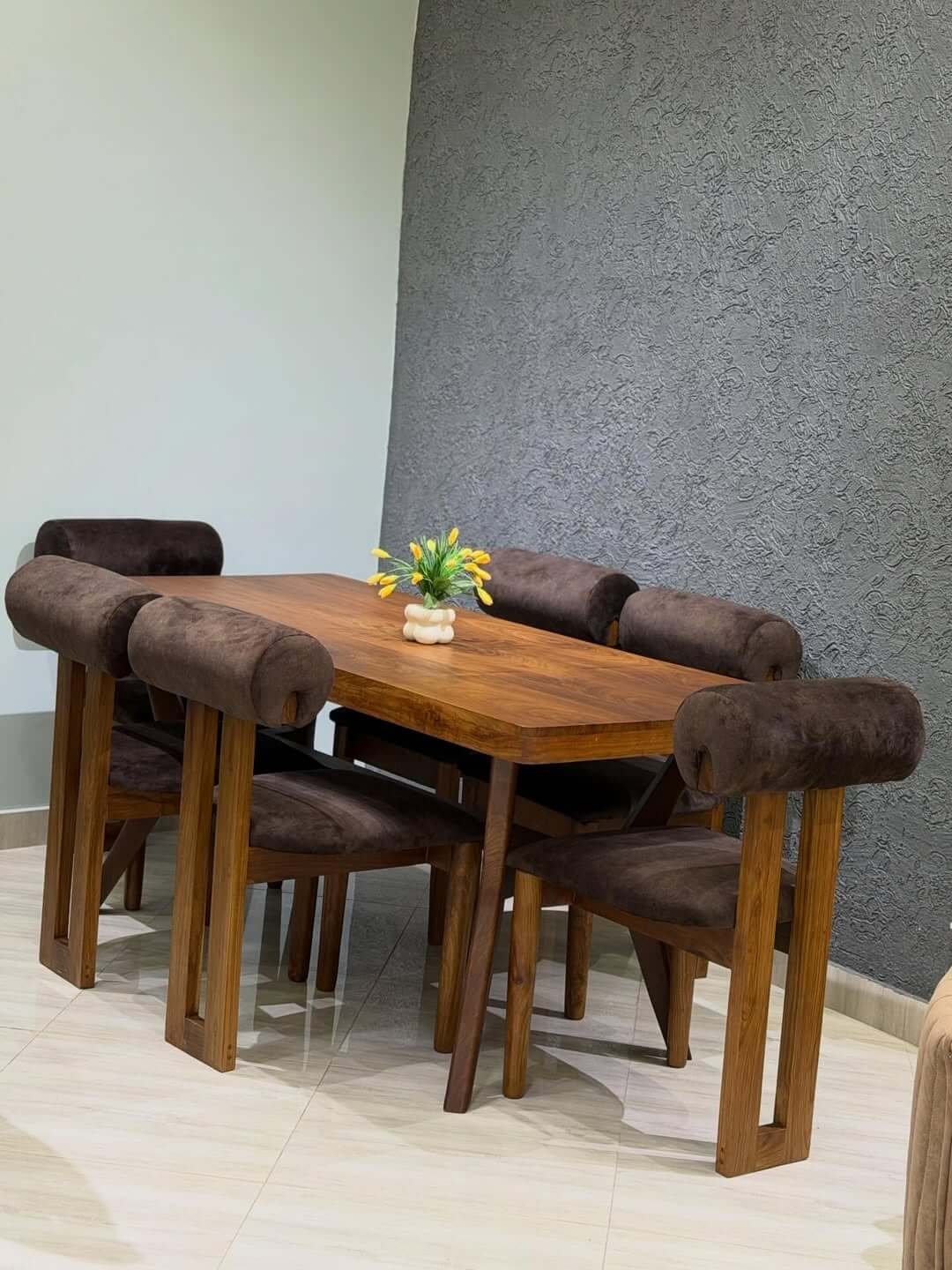 4 Seater Dining Set Kenya – Wooden Table & Upholstered Chairs - Image 3
