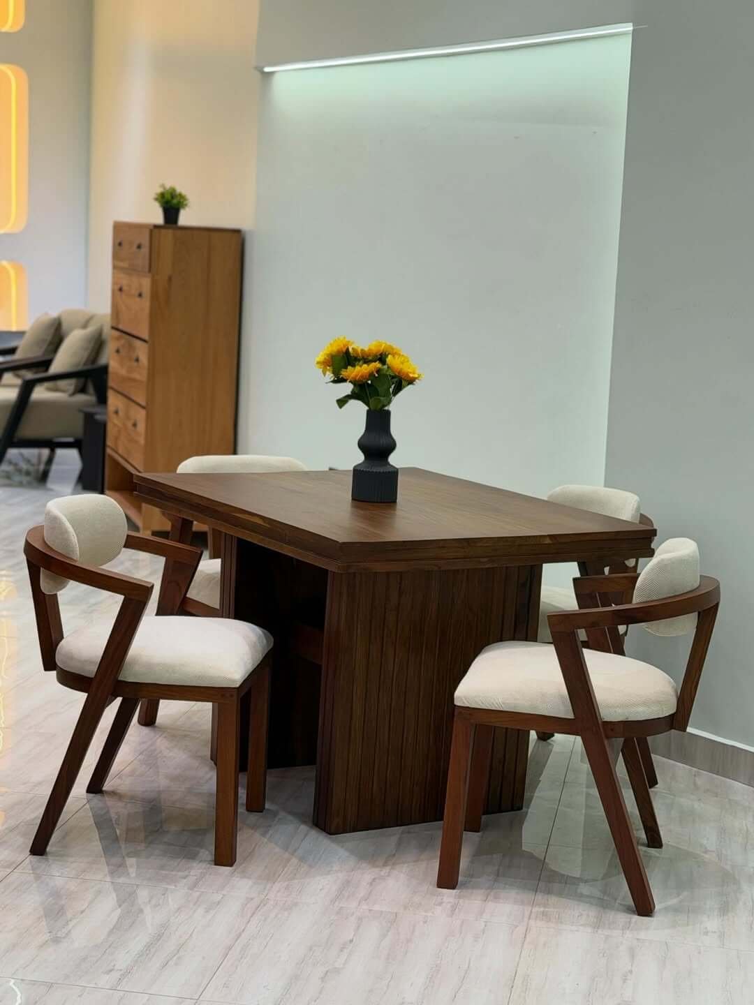 4 Seater Dining Set Kenya – Wooden Table & Upholstered Chairs - Image 4