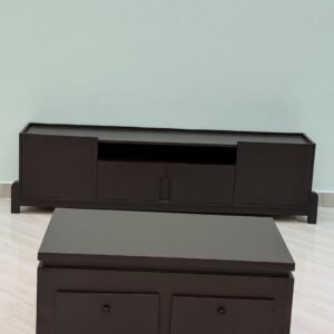 Dark brown TV stand and coffee table set Kenya with 6.5 ft media unit and matching table