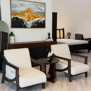 Cream Wooden Frame Accent Chair Set Kenya