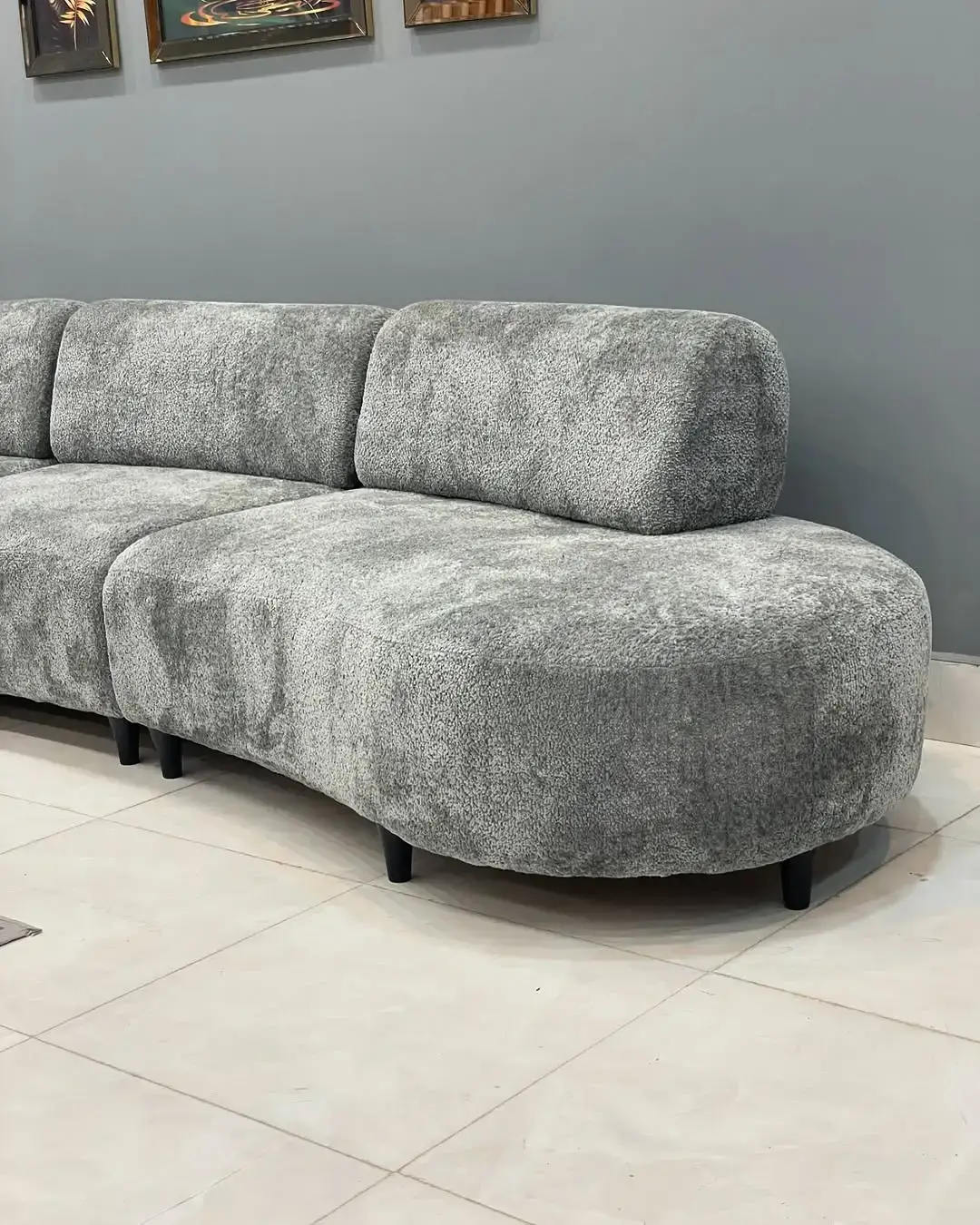Curved Grey Sectional Sofa Kenya – Textured Lounge Sofa - Image 2