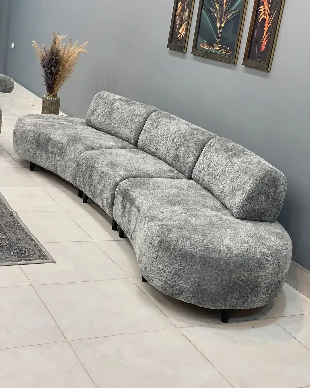 Curved Grey Sectional Sofa Kenya – Textured Lounge Sofa - Image 3